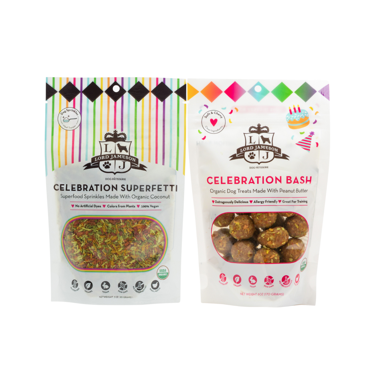 Celebrate with Lord Jameson dog treat gift bundle packaging