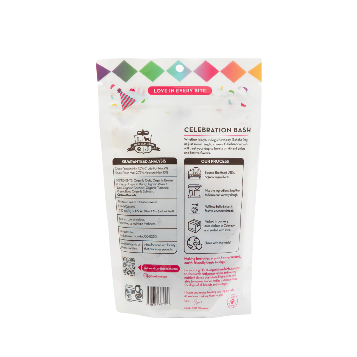 SAMPLE Celebration Bash Organic Dog Treats - No sticker - Lord Jameson Organic Dog Treats