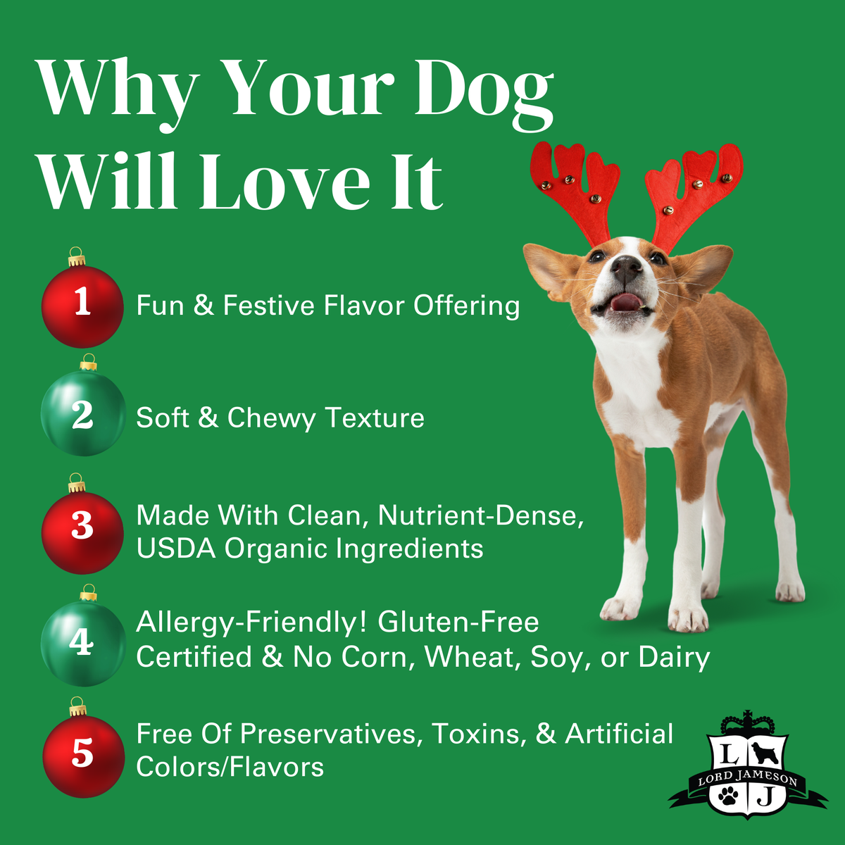 Holiday Christmas Organic Dog Treats - Lord Jameson Organic Dog Treats