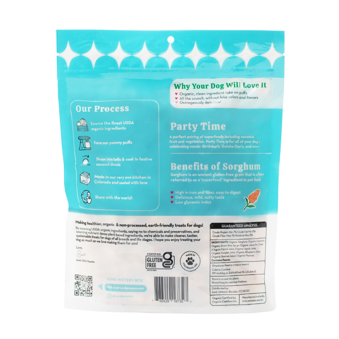 Party Time Organic Dog Treats | 4 oz - Lord Jameson Organic Dog Treats
