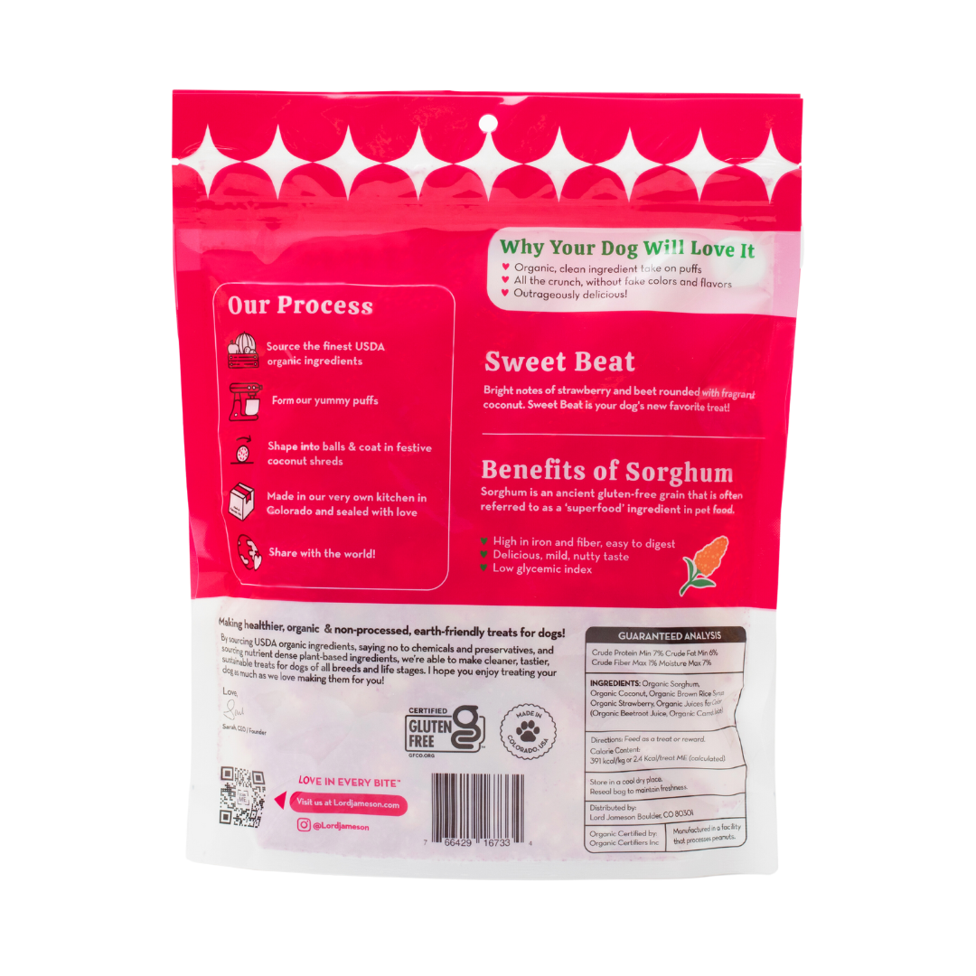Sweet Beat Organic Dog Treats | 4 oz - Lord Jameson Organic Dog Treats