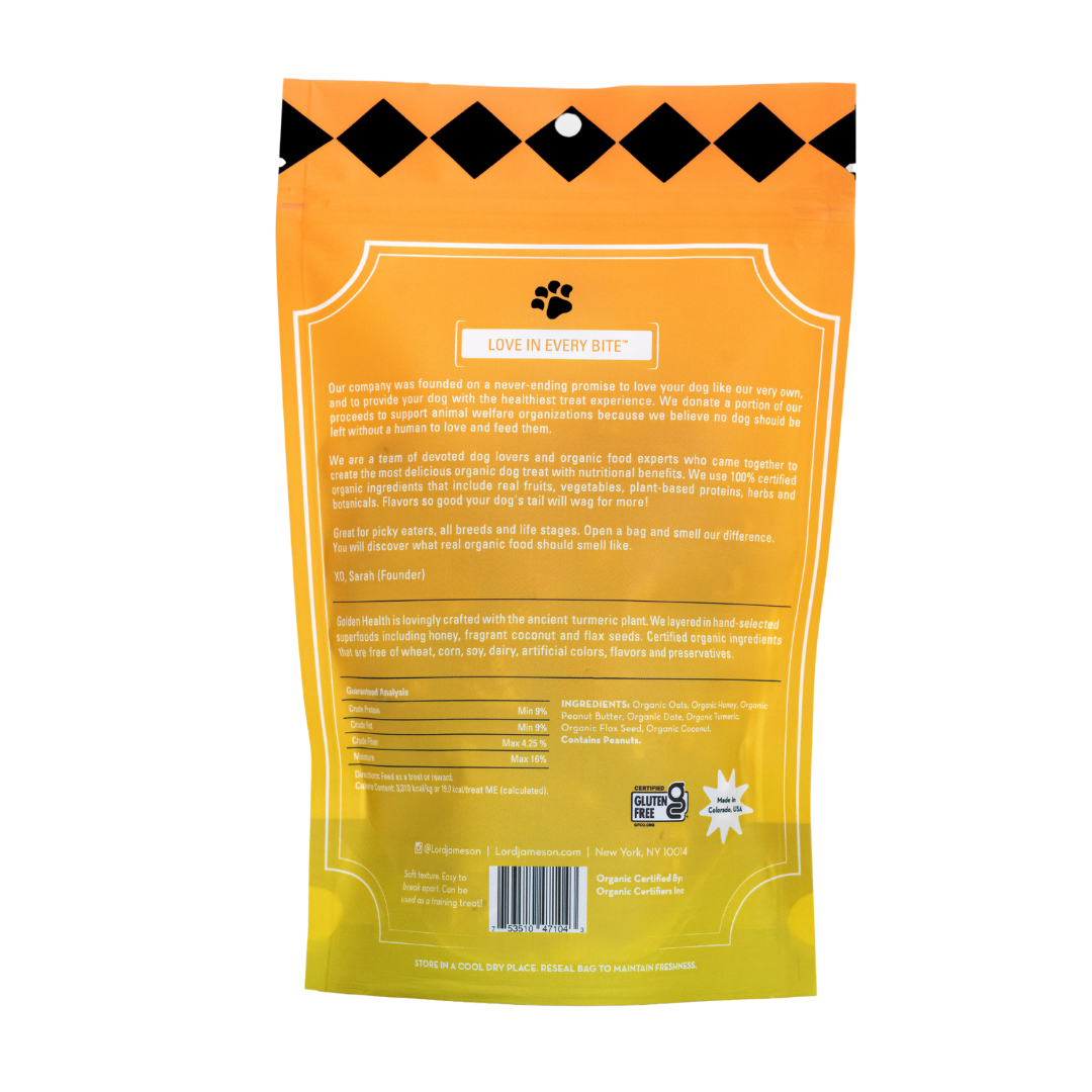 Golden Health Organic Dog Treats | Overall Wellness - Lord Jameson Organic Dog Treats