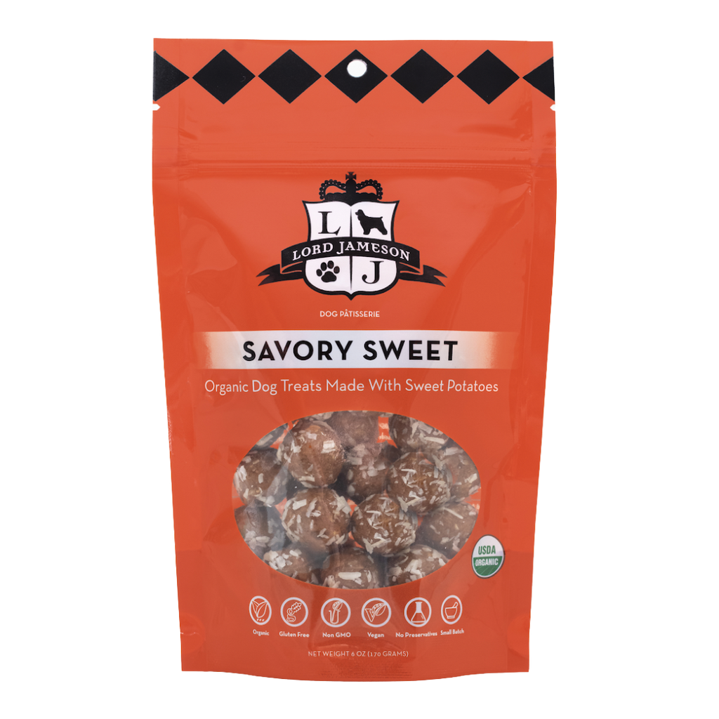 Learn more about savory sweet organic dog treats Made with sweet potatoes including orange carrots and fragrant coconuts.