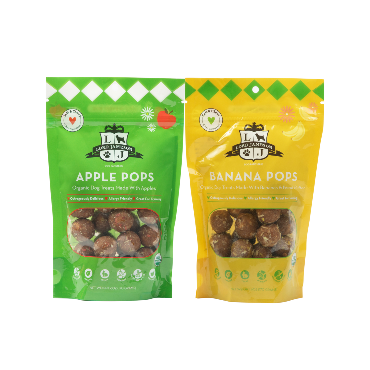 Apple & Banana Pops Organic Dog Treats Pack
