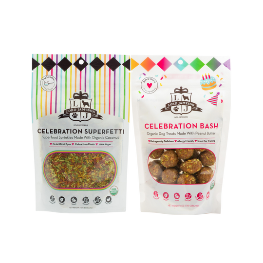Celebrate with Lord Jameson dog treat gift bundle packaging