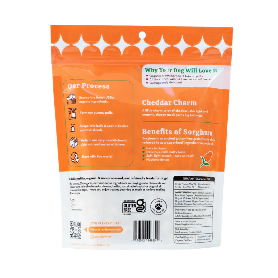 Cheddar Charm Organic Dog Treats - Lord Jameson