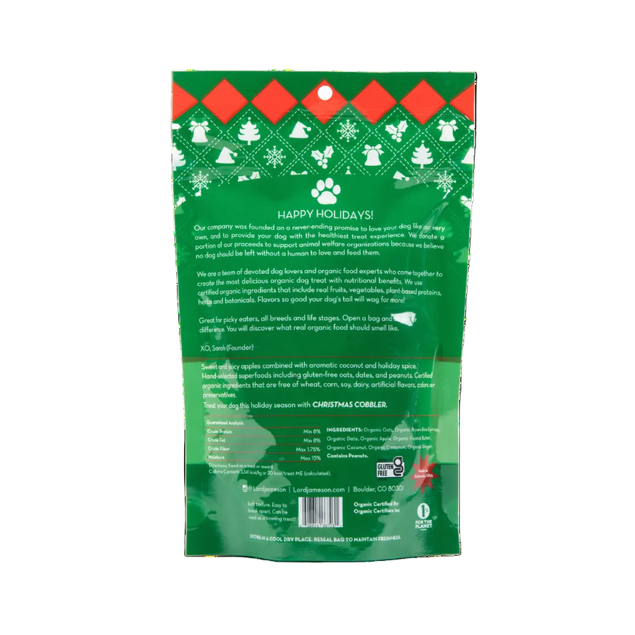 Holiday Cobbler Organic Dog Treats | 6 oz - Lord Jameson Organic Dog Treats 
