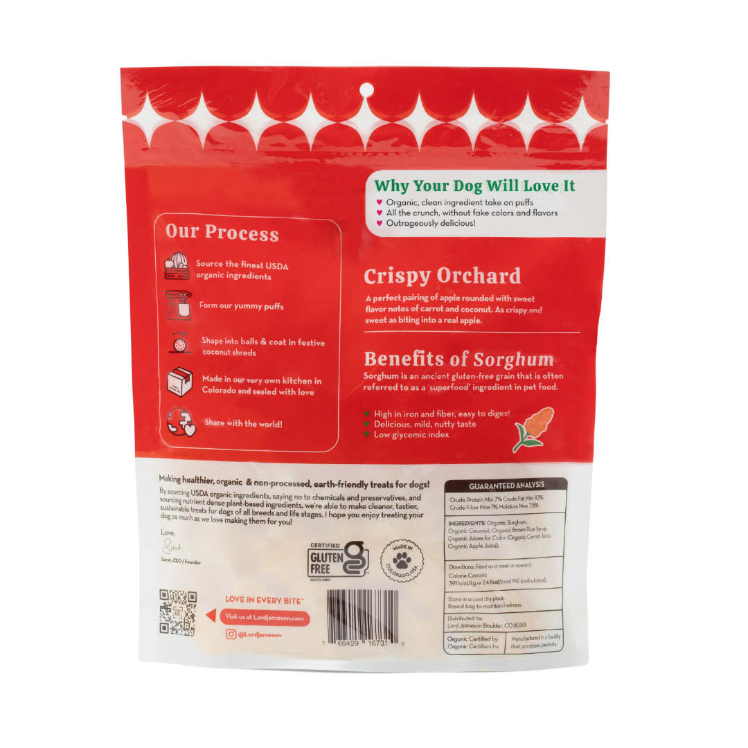 WHOLESALE Crispy Orchard Organic Dog Treats - Lord Jameson Organic Dog Treats 