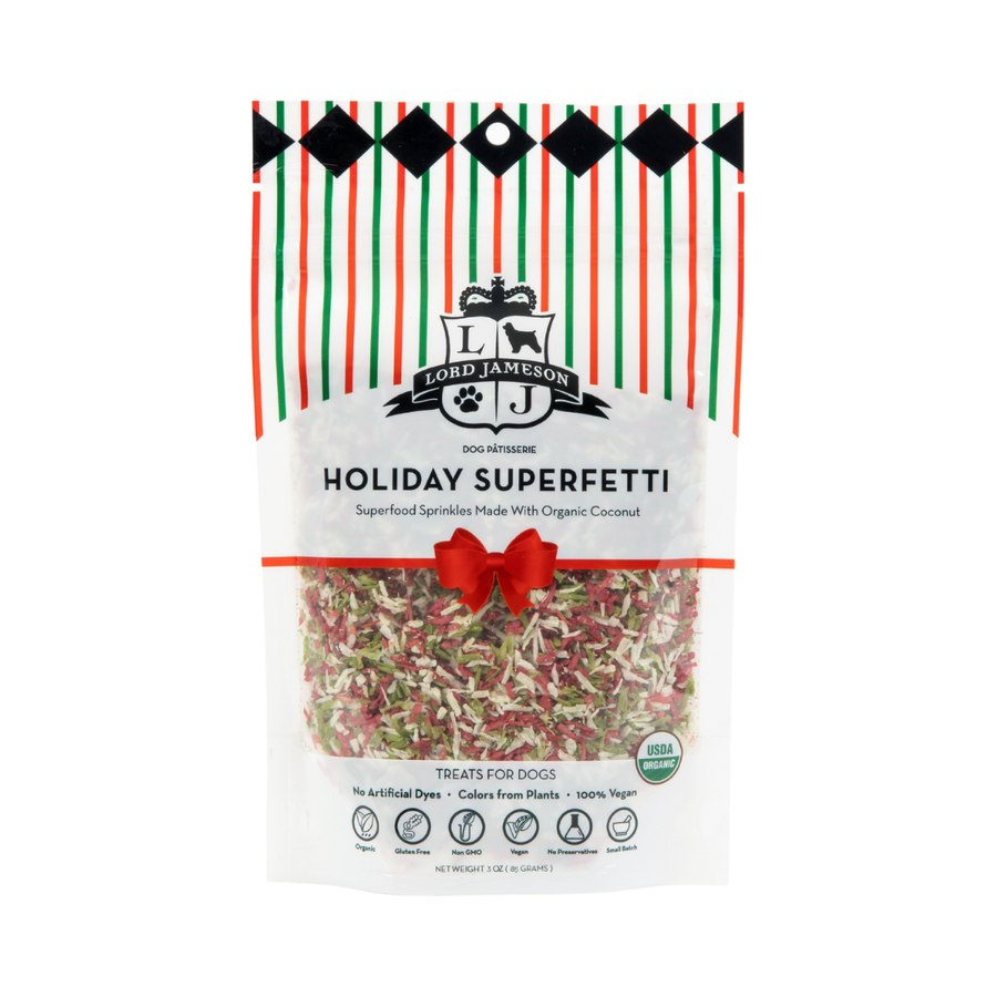 Holiday SuperFetti Organic Dog Sprinkles | 3 oz - Lord Jameson Organic Dog Treats 