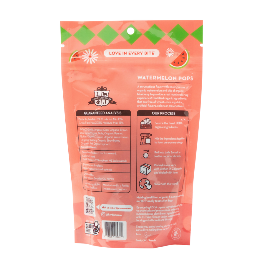 Wholesale Watermelon Pops Organic Dog Treats - Lord Jameson Organic Dog Treats 