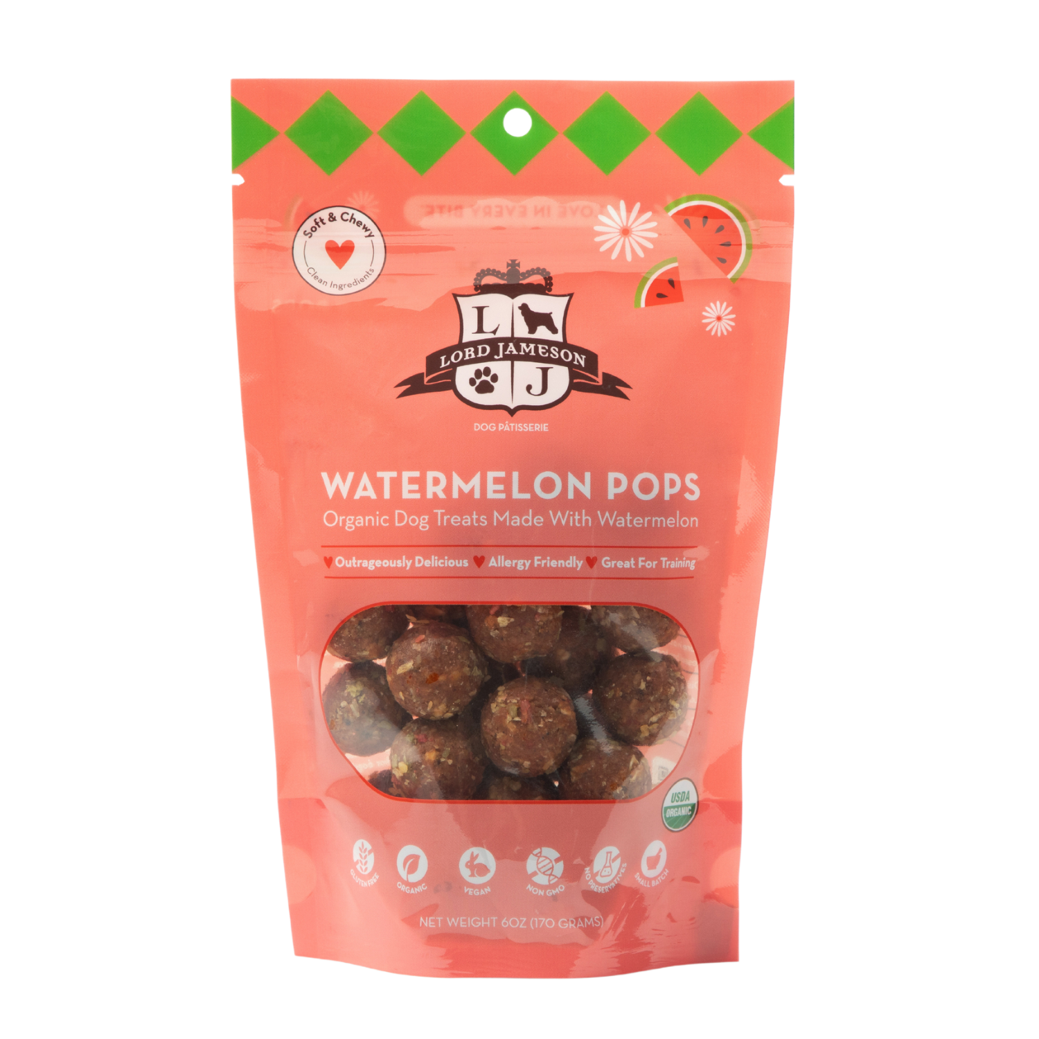 Lord Jameson Organic Dog Treats Watermelon Pops 6 oz