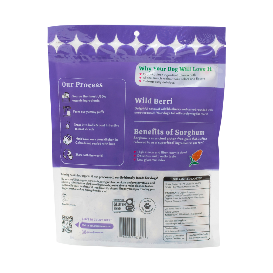 Wild Berri Organic Dog Treats back view