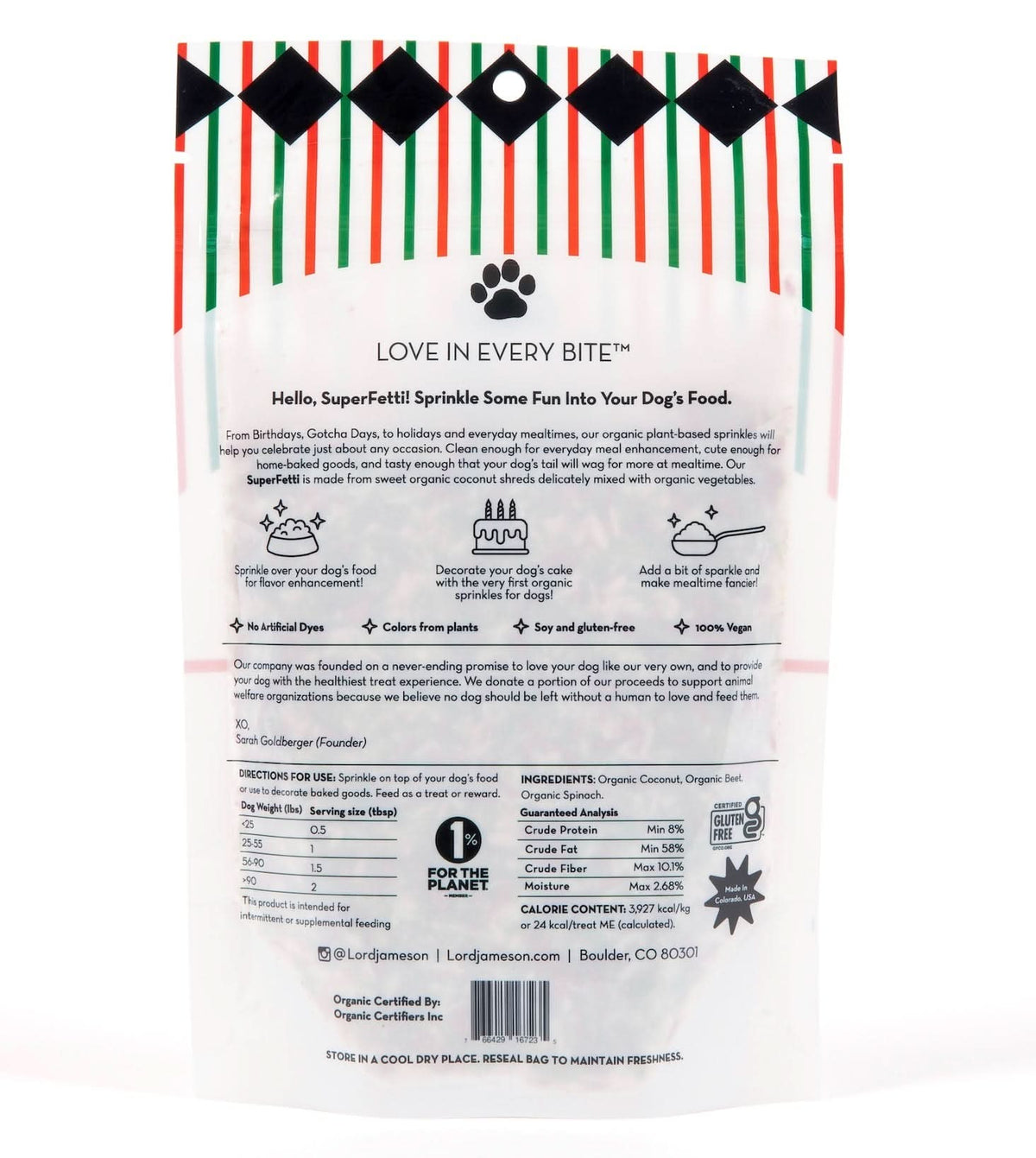 Holiday SuperFetti Organic Dog Sprinkles | 3 oz - Lord Jameson Organic Dog Treats 