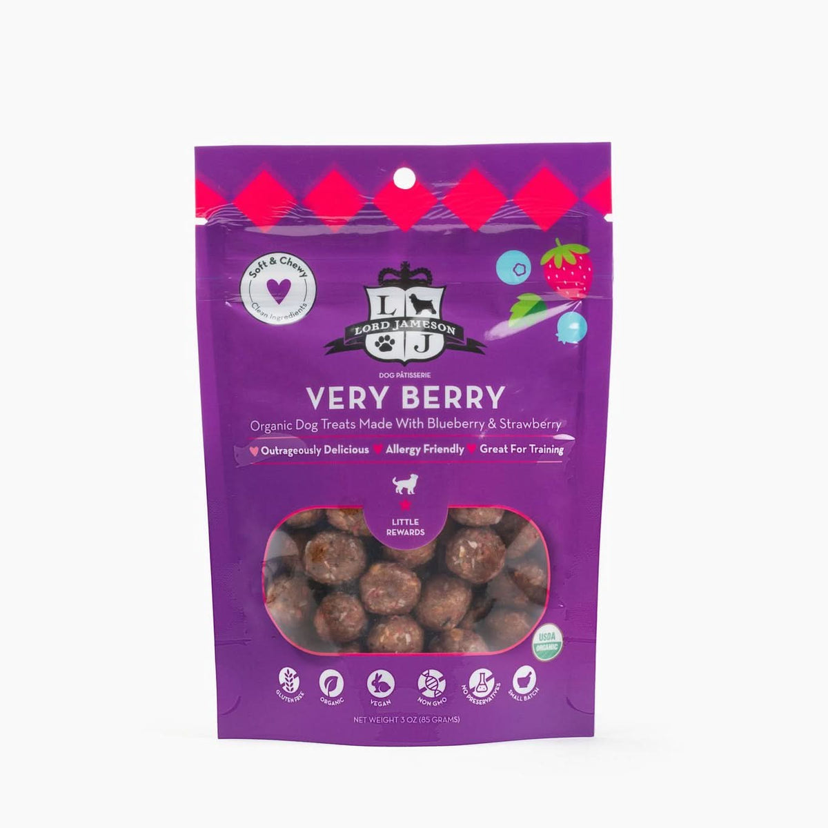 SAMPLE Very Berry Organic Dog Treats - No Sticker - Lord Jameson Organic Dog Treats 