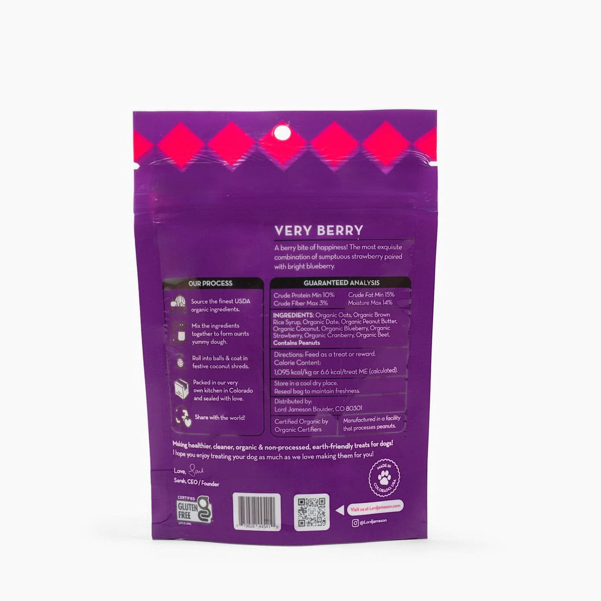 SAMPLE Very Berry Organic Dog Treats - No Sticker - Lord Jameson Organic Dog Treats 