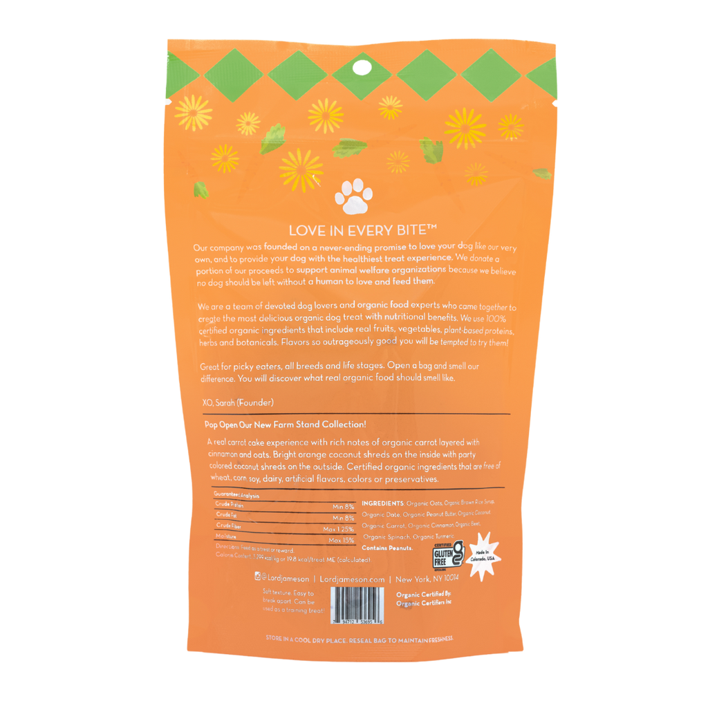 Carrot Pops Organic Dog Treats - Lord Jameson Organic Dog Treats 