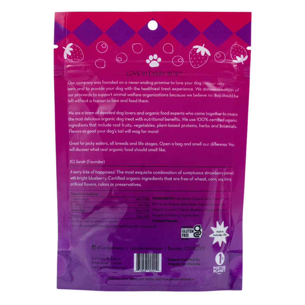 Very Berry Organic Dog Treats - Lord Jameson Organic Dog Treats 